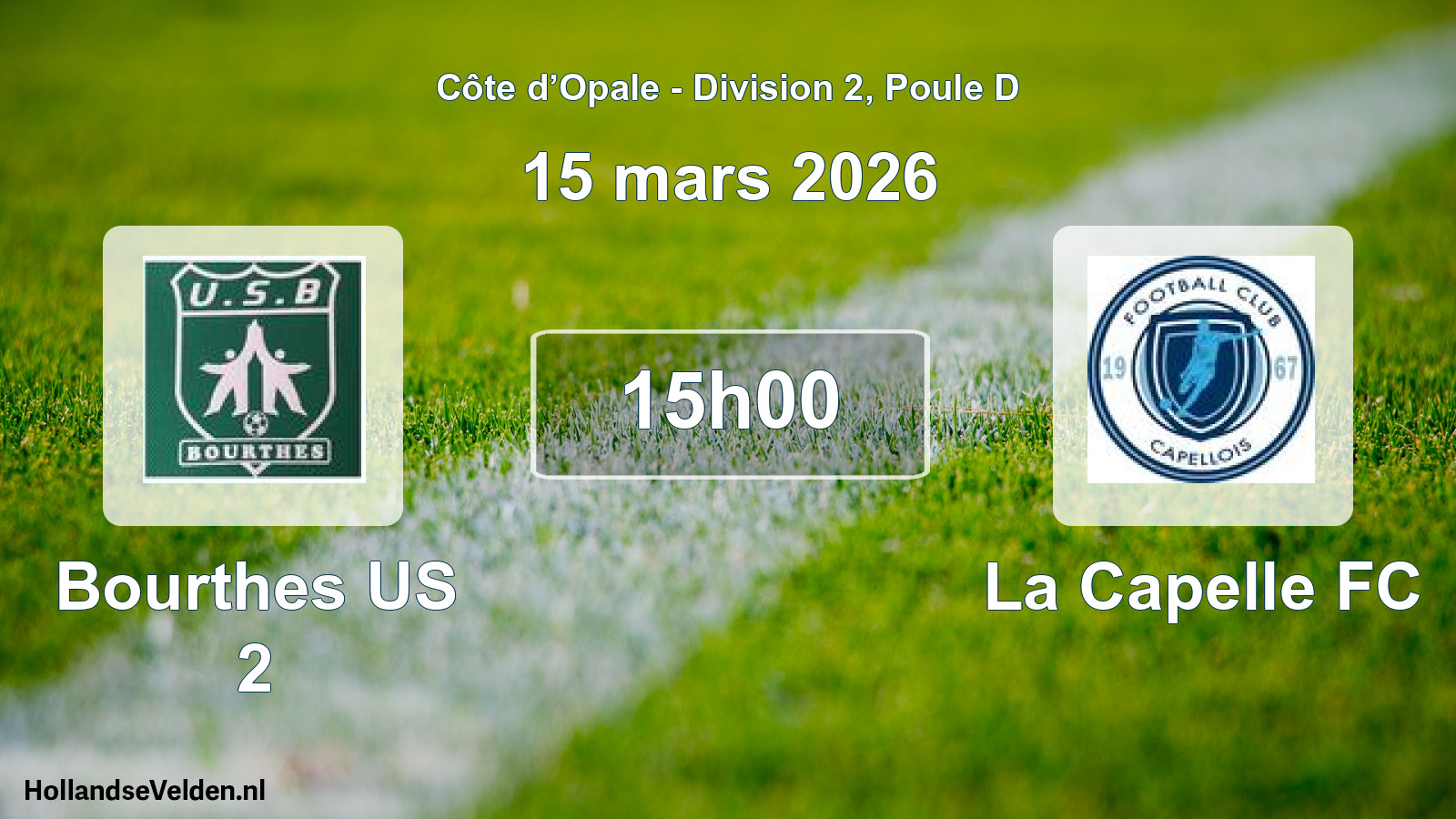 Geplande wedstrijd: Bourthes US 2 - La Capelle FC (15 maart 2026)
