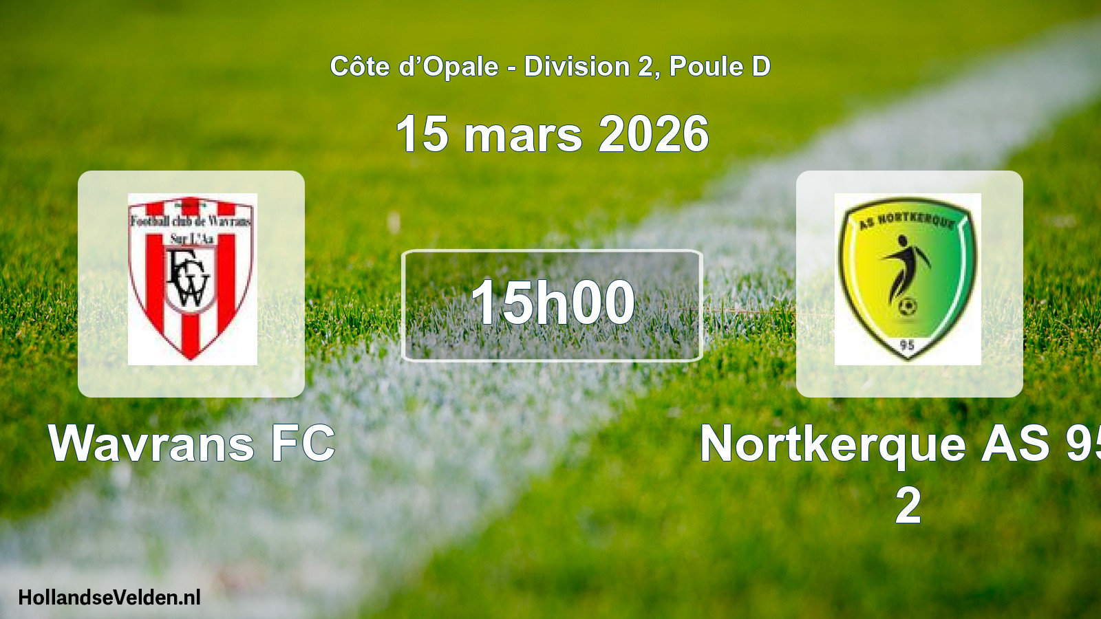 Match programmé: Wavrans FC - Nortkerque AS 95 2 (15 mars 2026)