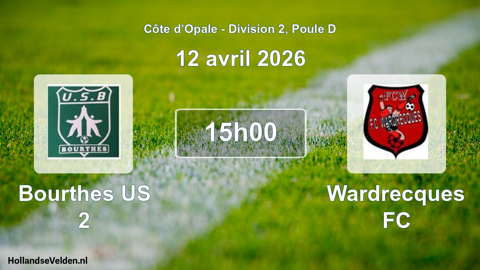 Match programmé: Bourthes US 2 - Wardrecques FC (12 avril 2026)
