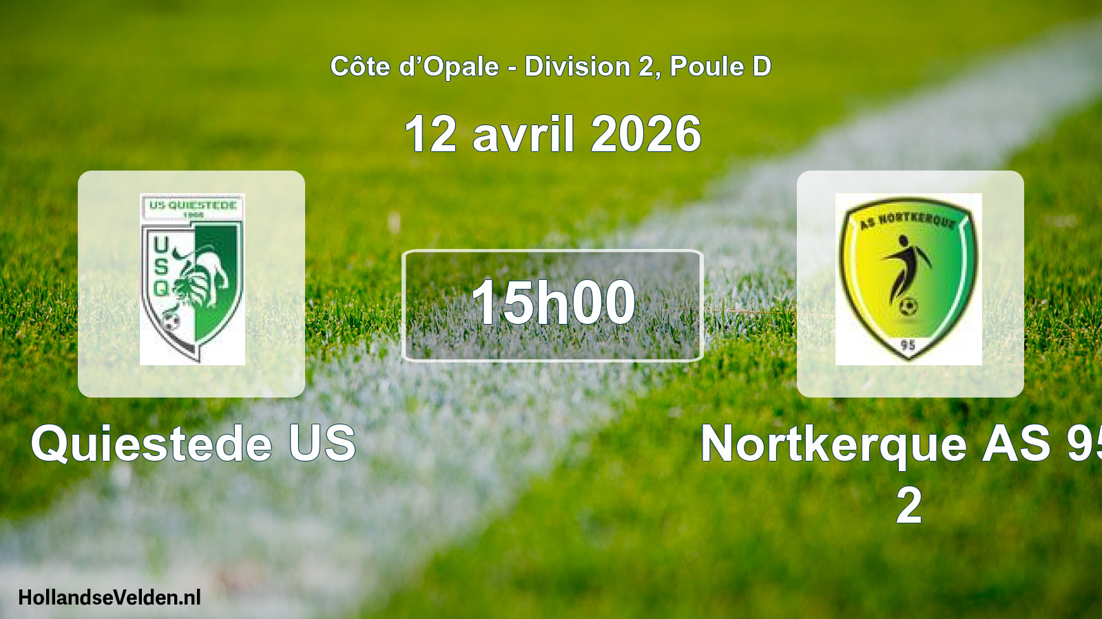 Match programmé: Quiestede US - Nortkerque AS 95 2 (12 avril 2026)