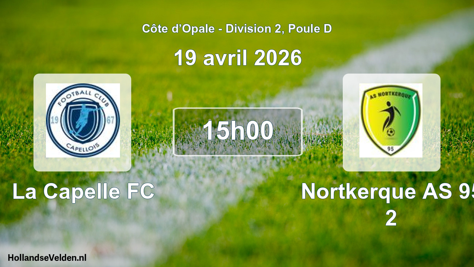 Match programmé: La Capelle FC - Nortkerque AS 95 2 (19 avril 2026)