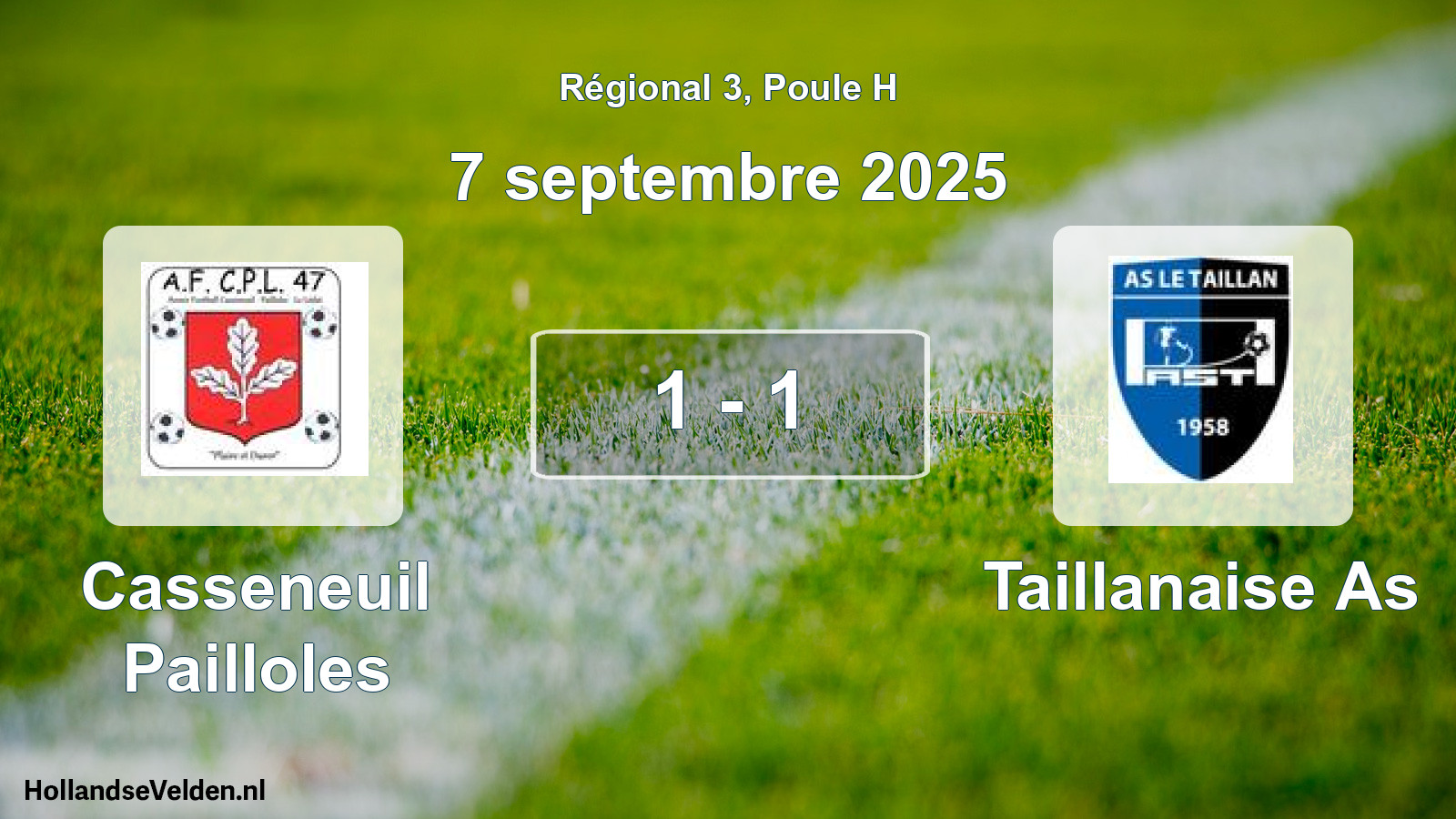 Gespeelde wedstrijd: Casseneuil Pailloles - Taillanaise As 1 - 1 (7 septembre 2025)