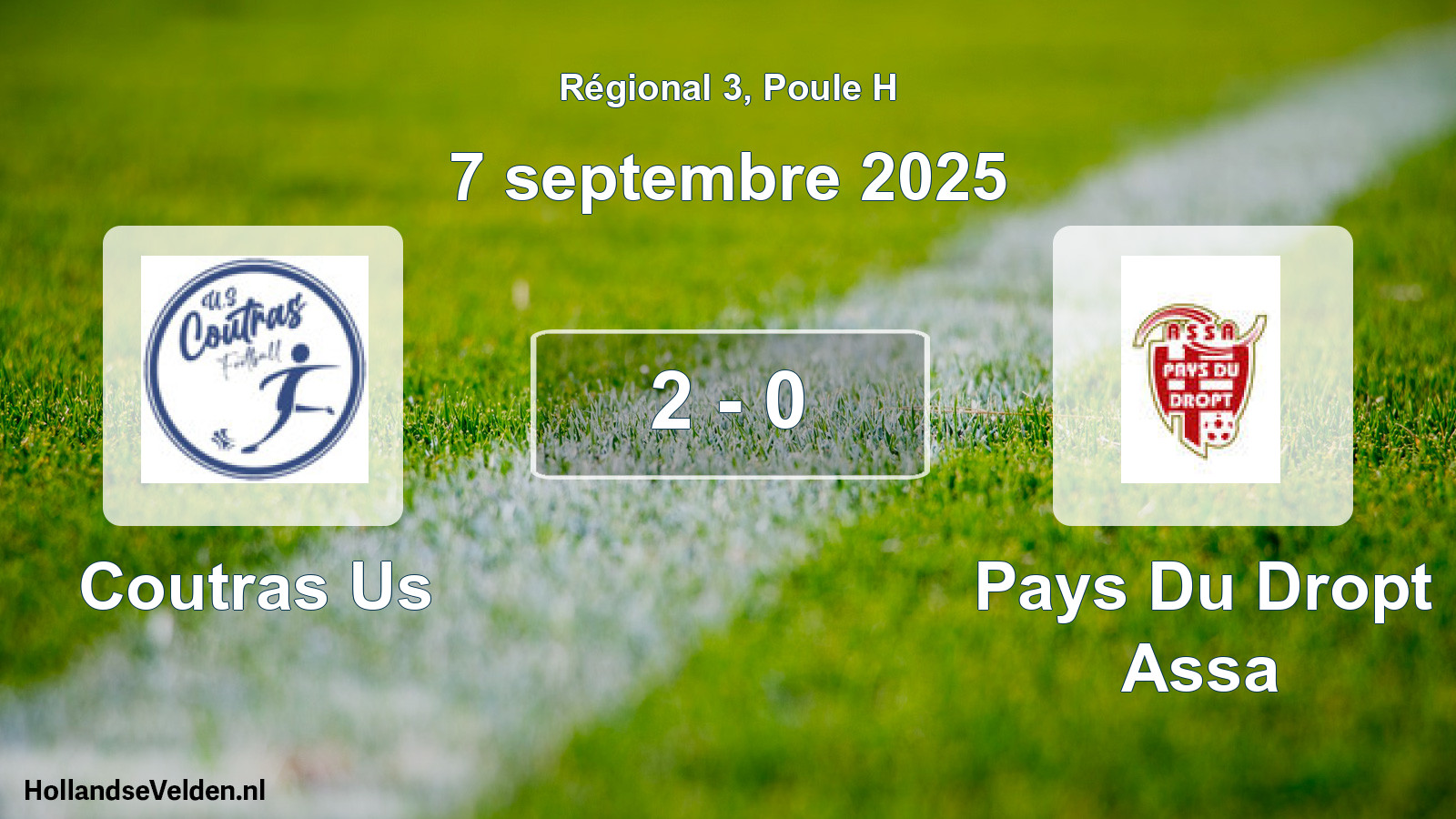 Total number of matches played: Coutras Us - Pays Du Dropt Assa 2 - 0 (7 September 2025)