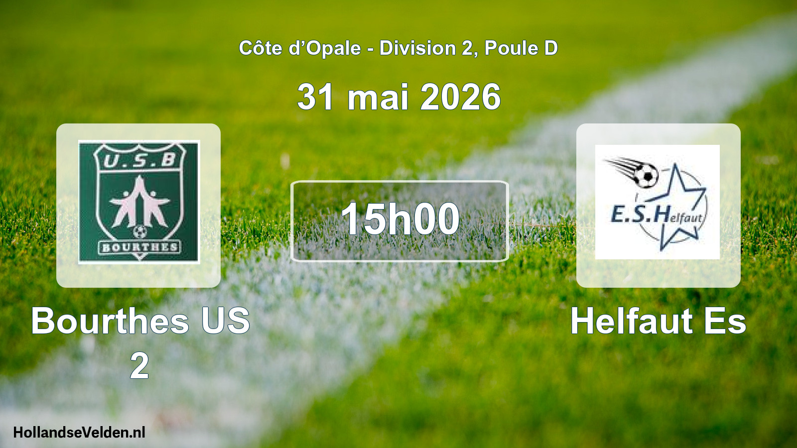 Match programmé: Bourthes US 2 - Helfaut Es (31 mai 2026)