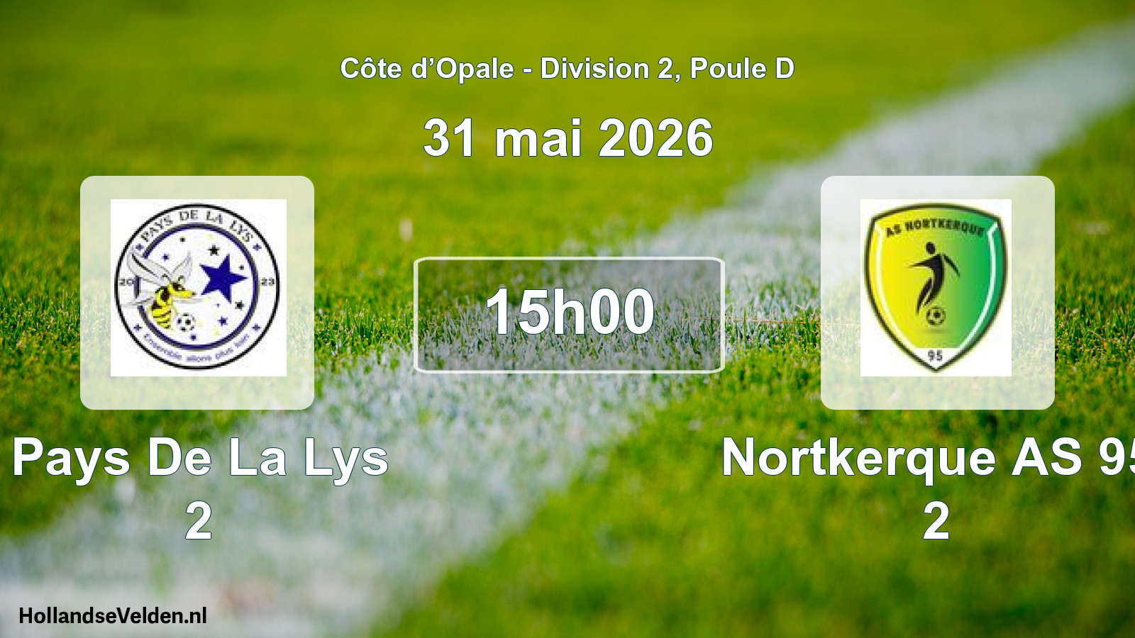 Match programmé: Pays De La Lys 2 - Nortkerque AS 95 2 (31 mai 2026)