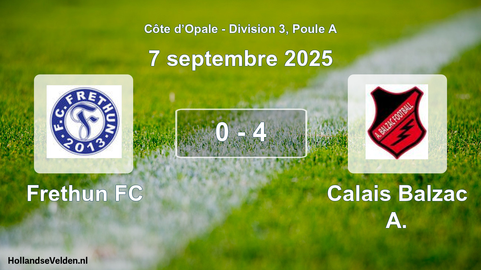 Total number of matches played: Frethun FC - Calais Balzac A. 0 - 4 (7 September 2025)