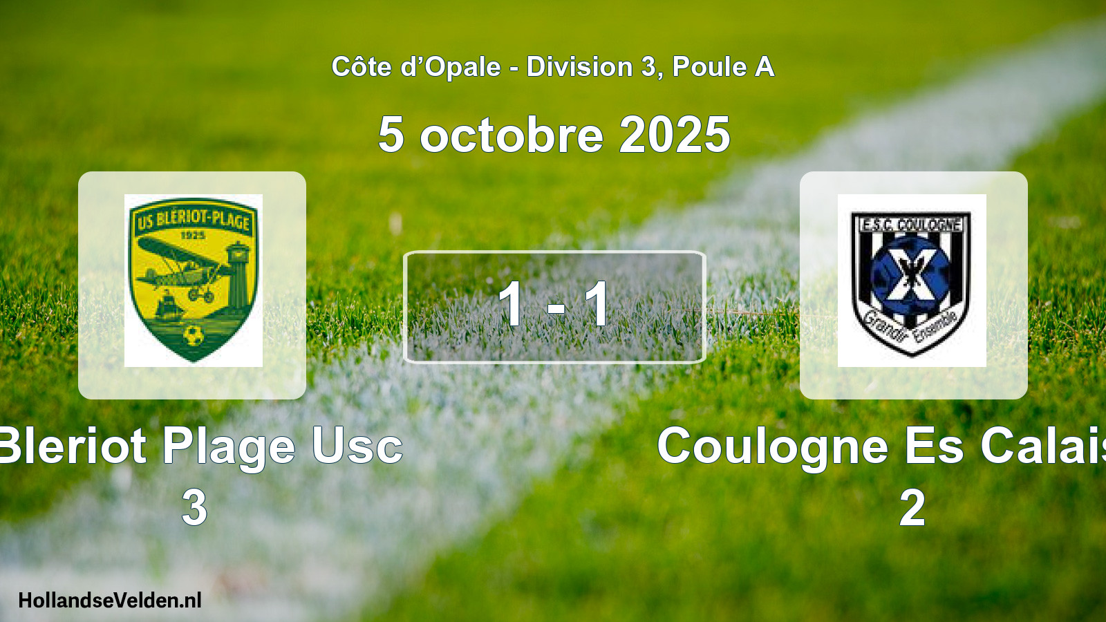 Match joué: Bleriot Plage Usc 3 - Coulogne Es Calaisis 2 1 - 1 (5 octobre 2025)