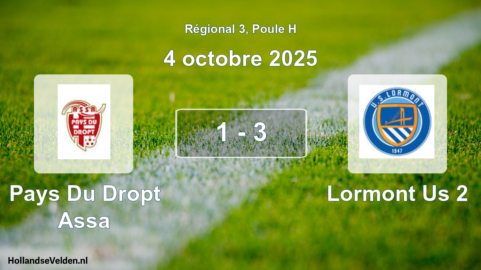 Gespeelde wedstrijd: Pays Du Dropt Assa - Lormont Us 2 1 - 3 (4 oktober 2025)