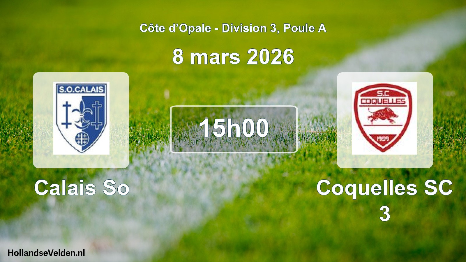 Match programmé: Calais So - Coquelles SC 3 (8 mars 2026)