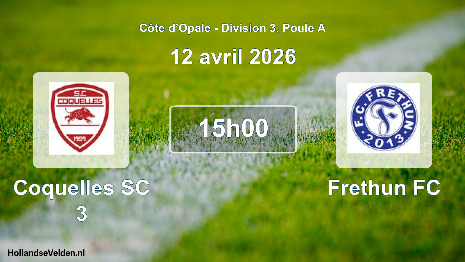 Match programmé: Coquelles SC 3 - Frethun FC (12 avril 2026)