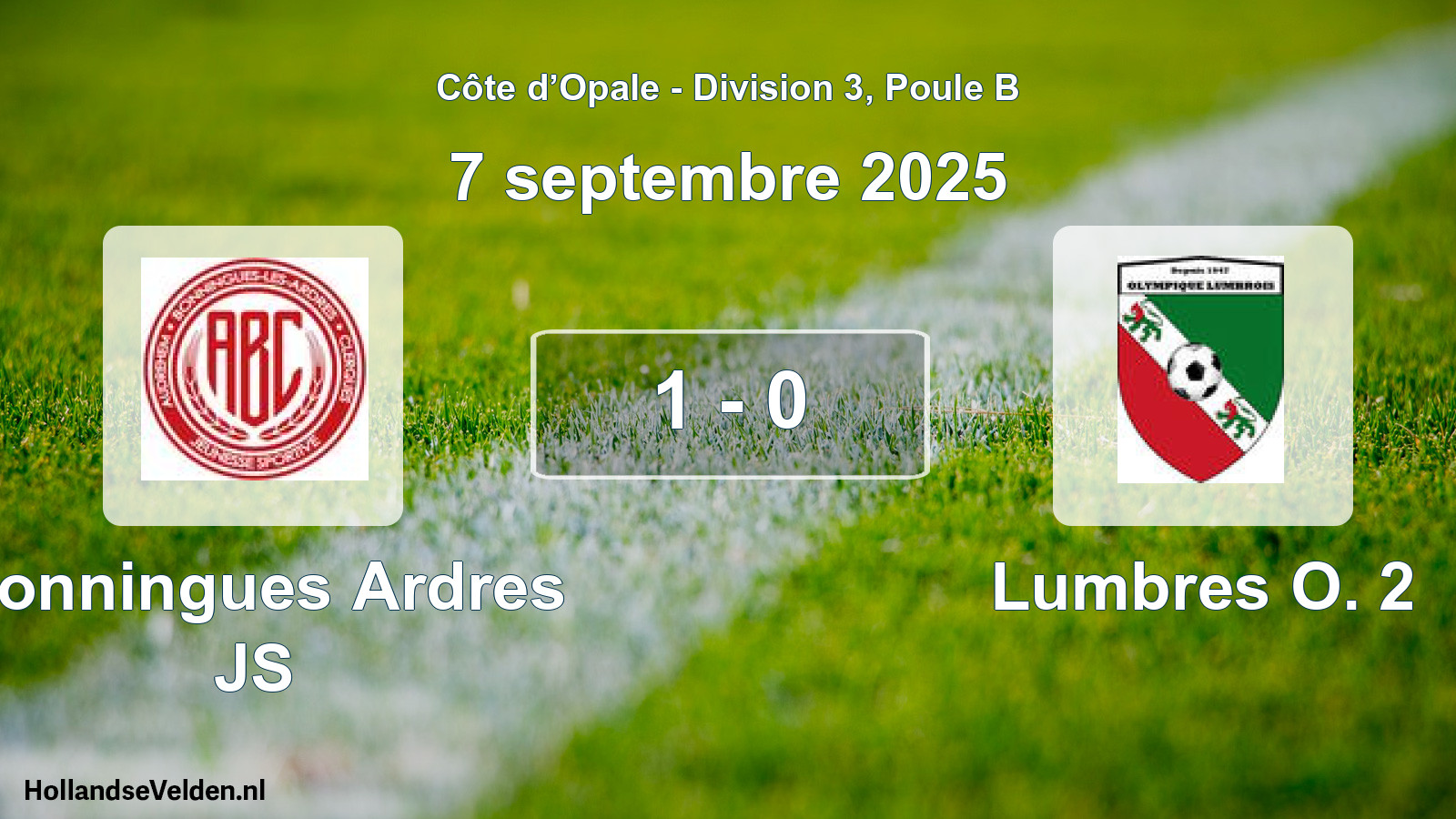 Total number of matches played: Bonningues Ardres JS - Lumbres O. 2 1 - 0 (7 September 2025)