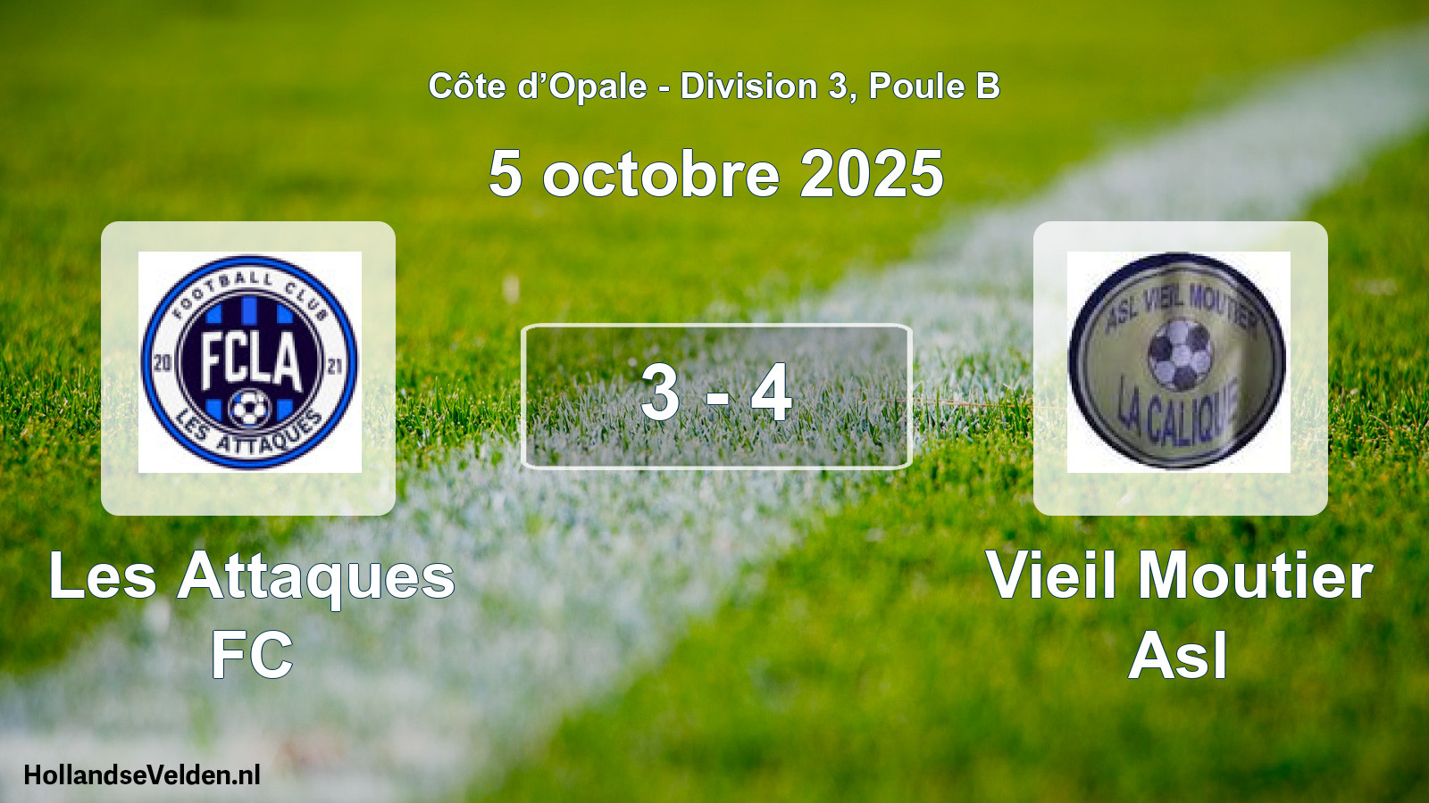 Total number of matches played: Les Attaques FC - Vieil Moutier Asl 3 - 4 (5 October 2025)