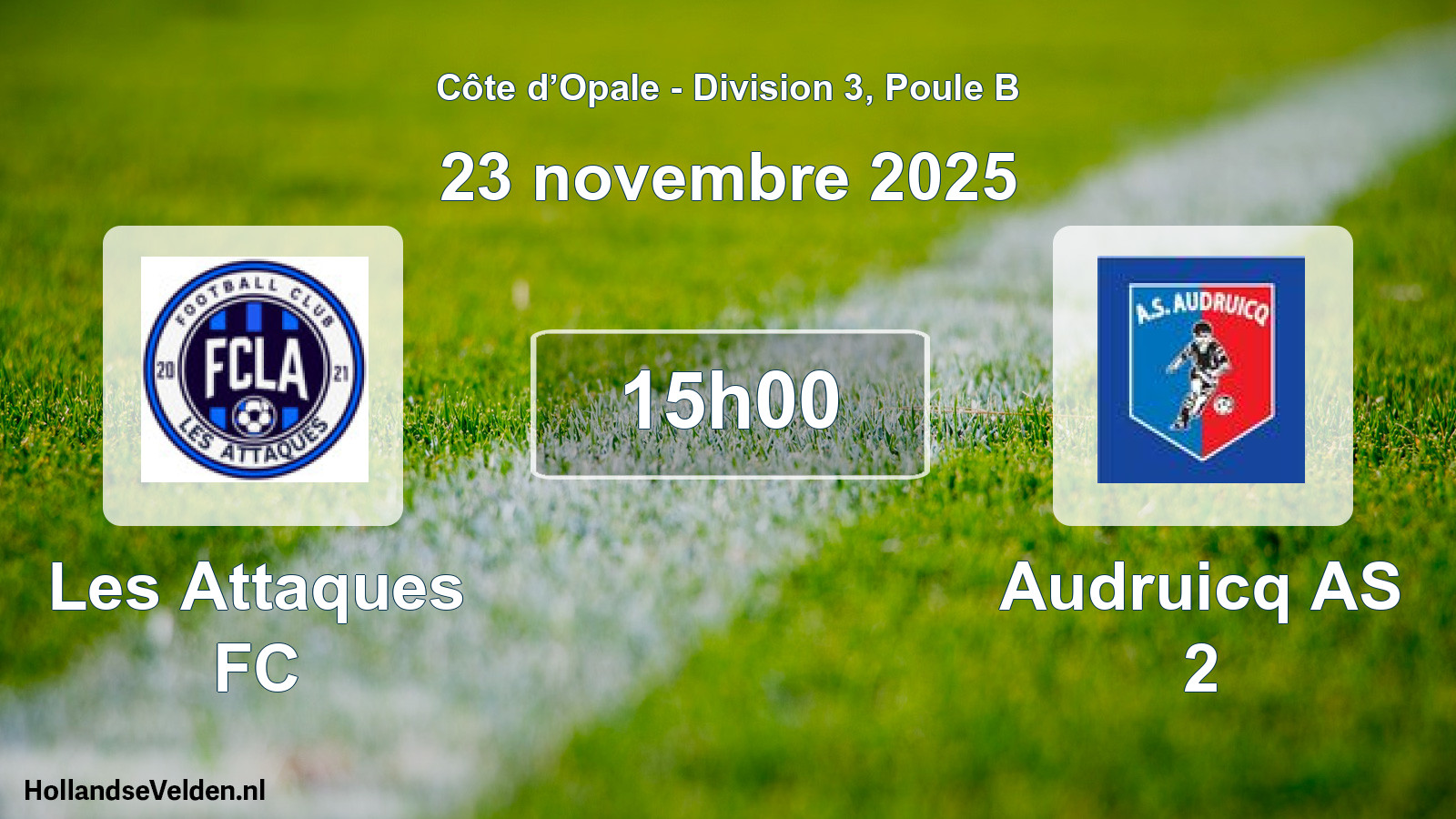 Match programmé: Les Attaques FC - Audruicq AS 2 (23 novembre 2025)
