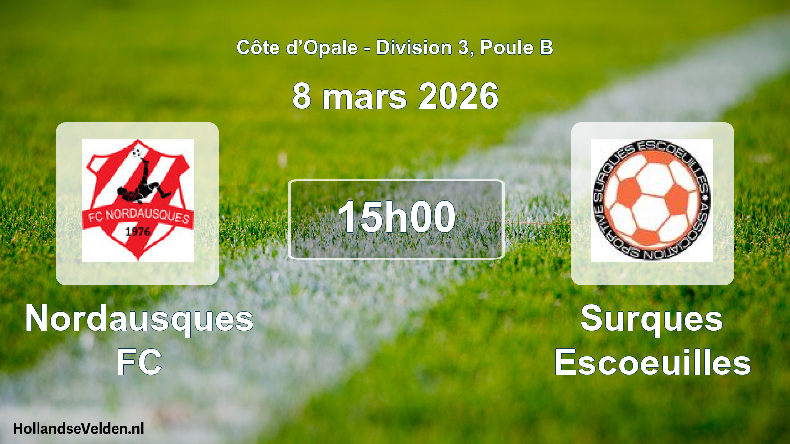 Match programmé: Nordausques FC - Surques Escoeuilles (8 mars 2026)