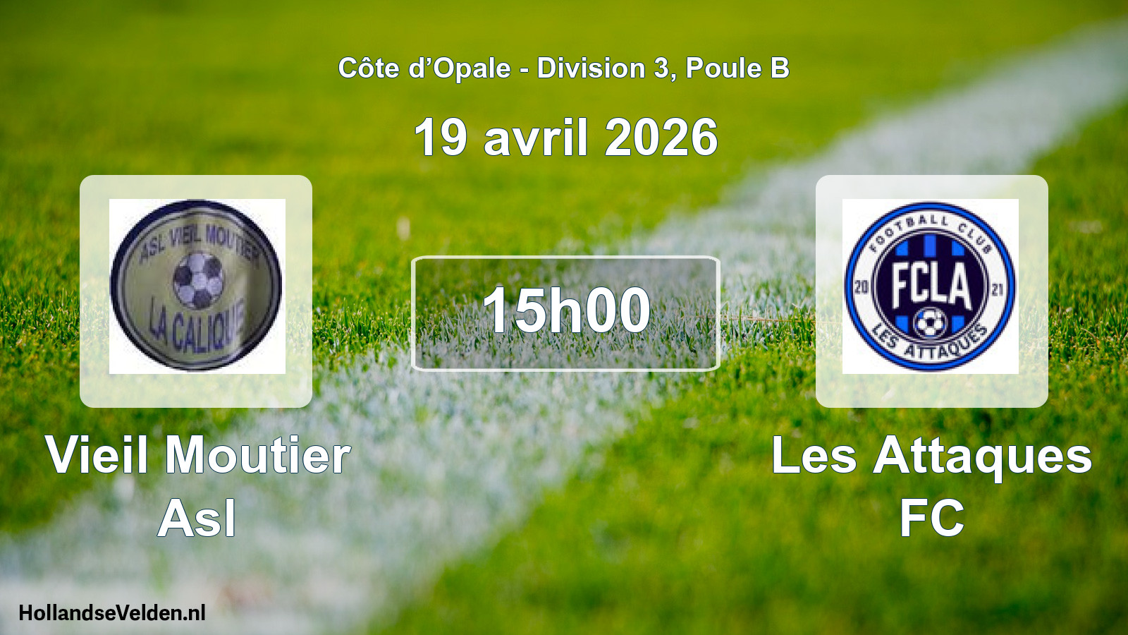 Match programmé: Vieil Moutier Asl - Les Attaques FC (19 avril 2026)
