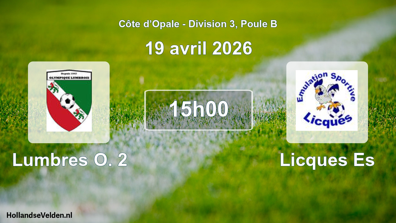 Match programmé: Lumbres O. 2 - Licques Es (19 avril 2026)