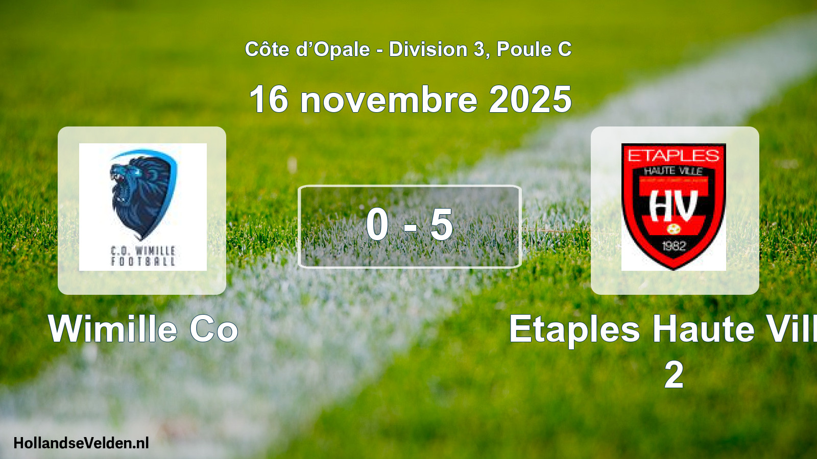 Match joué: Wimille Co - Etaples Haute Ville 2 0 - 5 (16 novembre 2025)