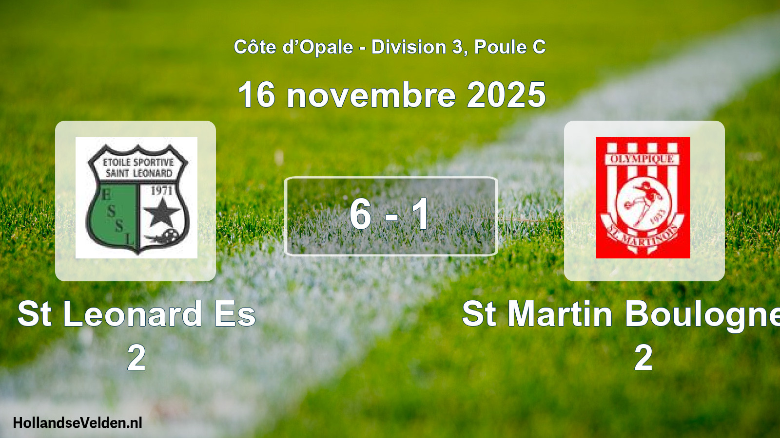 Match joué: St Leonard Es 2 - St Martin Boulogne O 2 6 - 1 (16 novembre 2025)