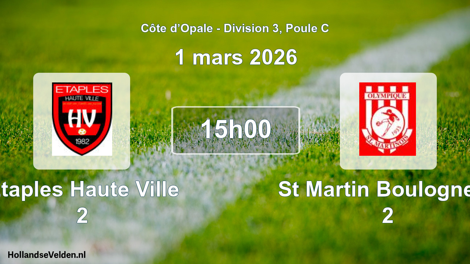 Scheduled Match: Etaples Haute Ville 2 - St Martin Boulogne O 2 (1 March 2026)