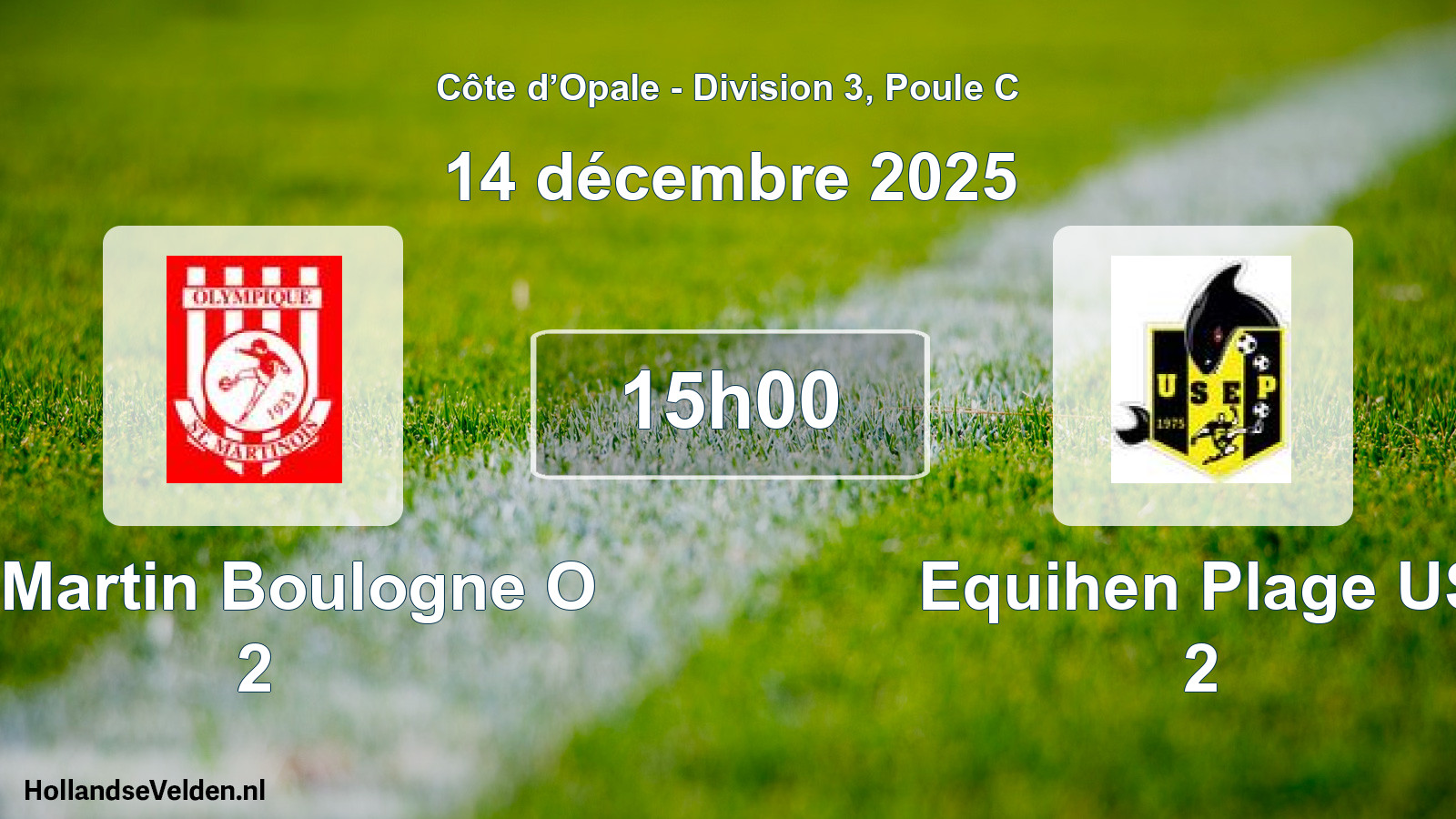 Match programmé: St Martin Boulogne O 2 - Equihen Plage US 2 (14 décembre 2025)