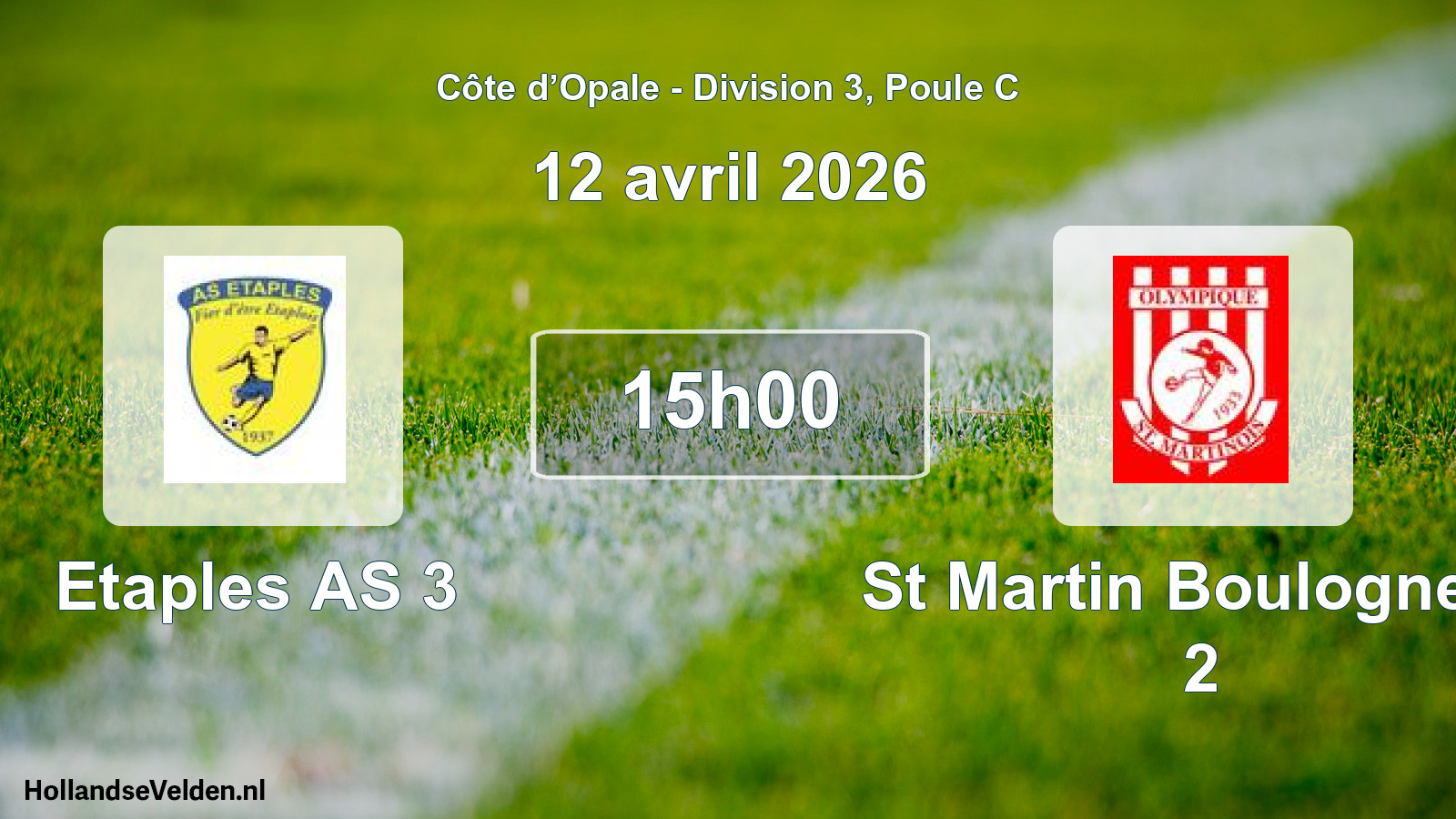 Match programmé: Etaples AS 3 - St Martin Boulogne O 2 (12 avril 2026)