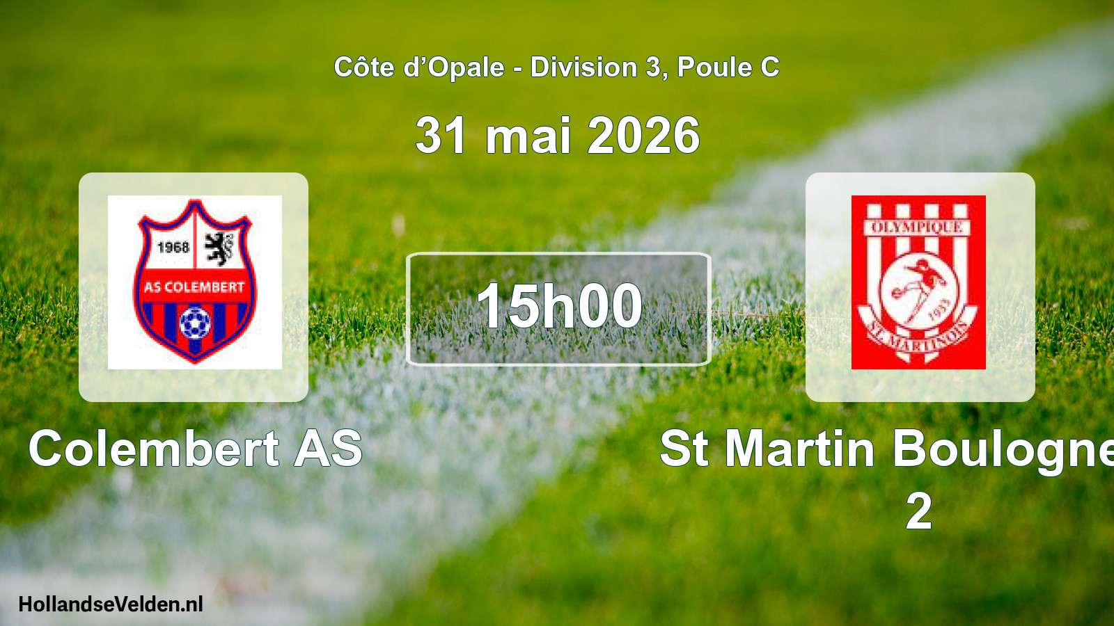 Match programmé: Colembert AS - St Martin Boulogne O 2 (31 mai 2026)