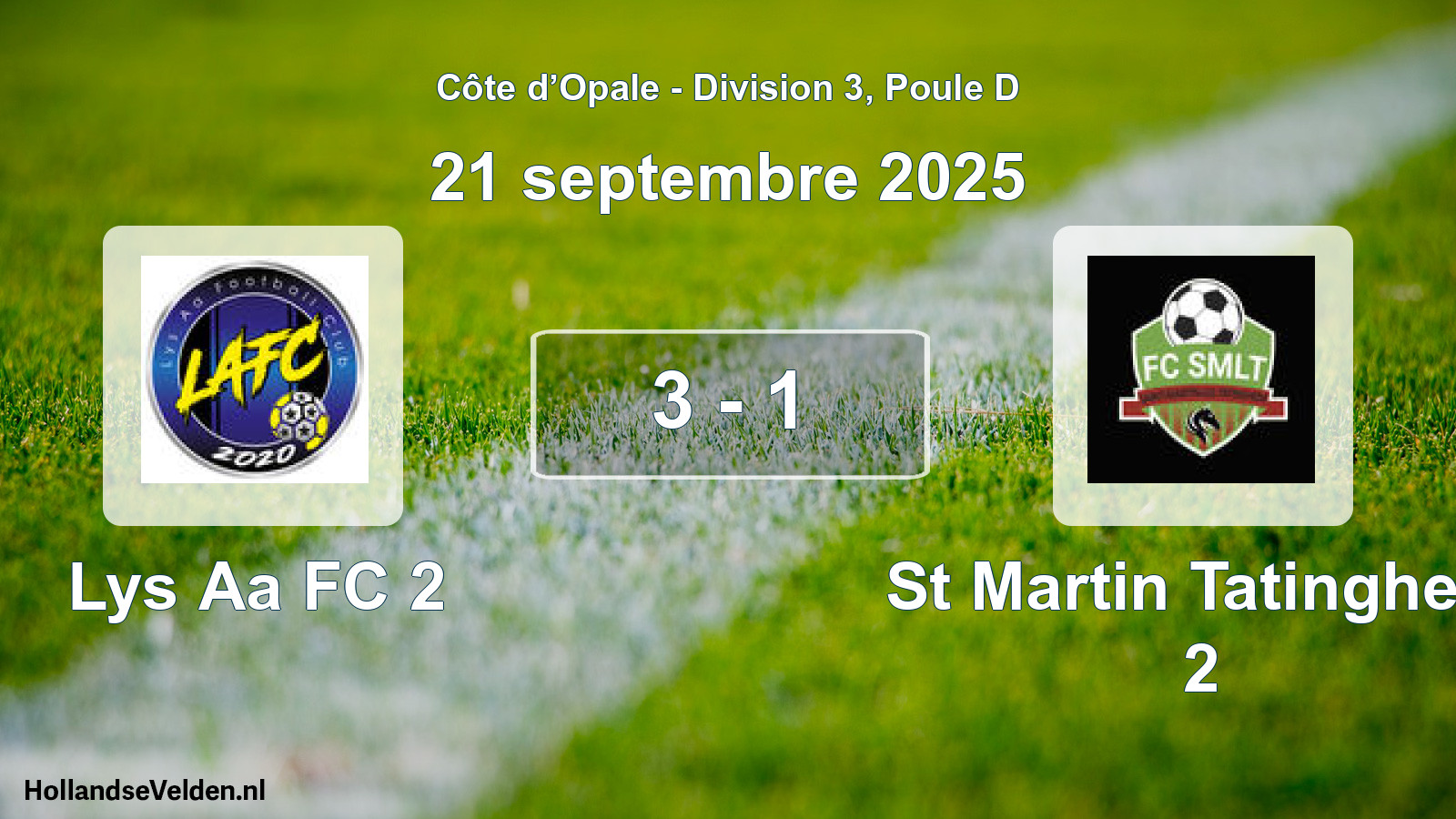 Match joué: Lys Aa FC 2 - St Martin Tatinghem 2 3 - 1 (21 septembre 2025)
