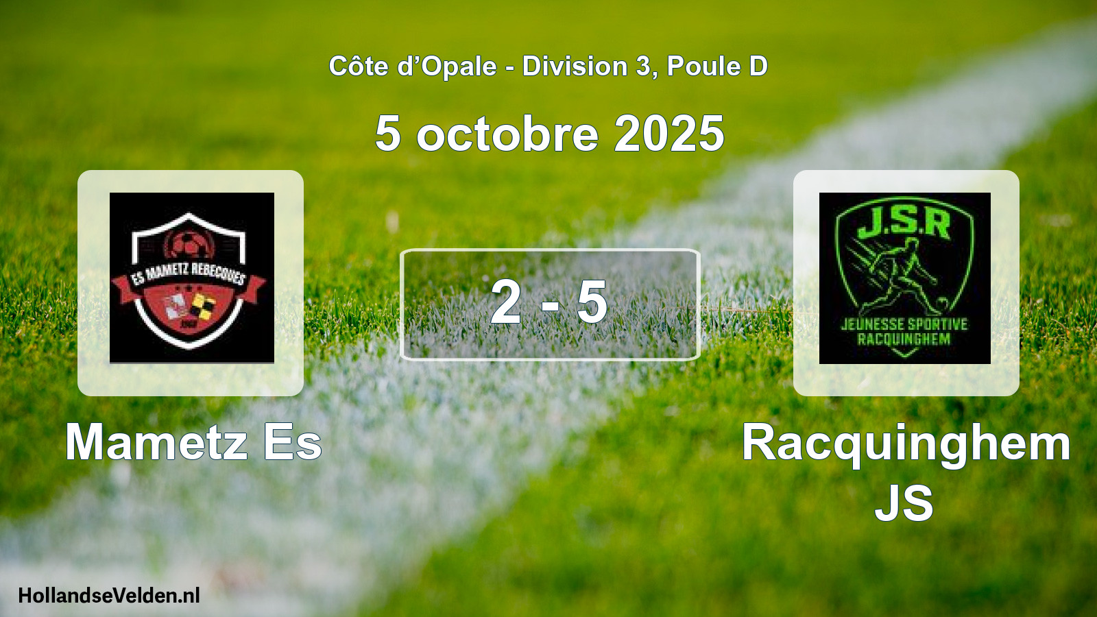 Match joué: Mametz Es - Racquinghem JS 2 - 5 (5 octobre 2025)