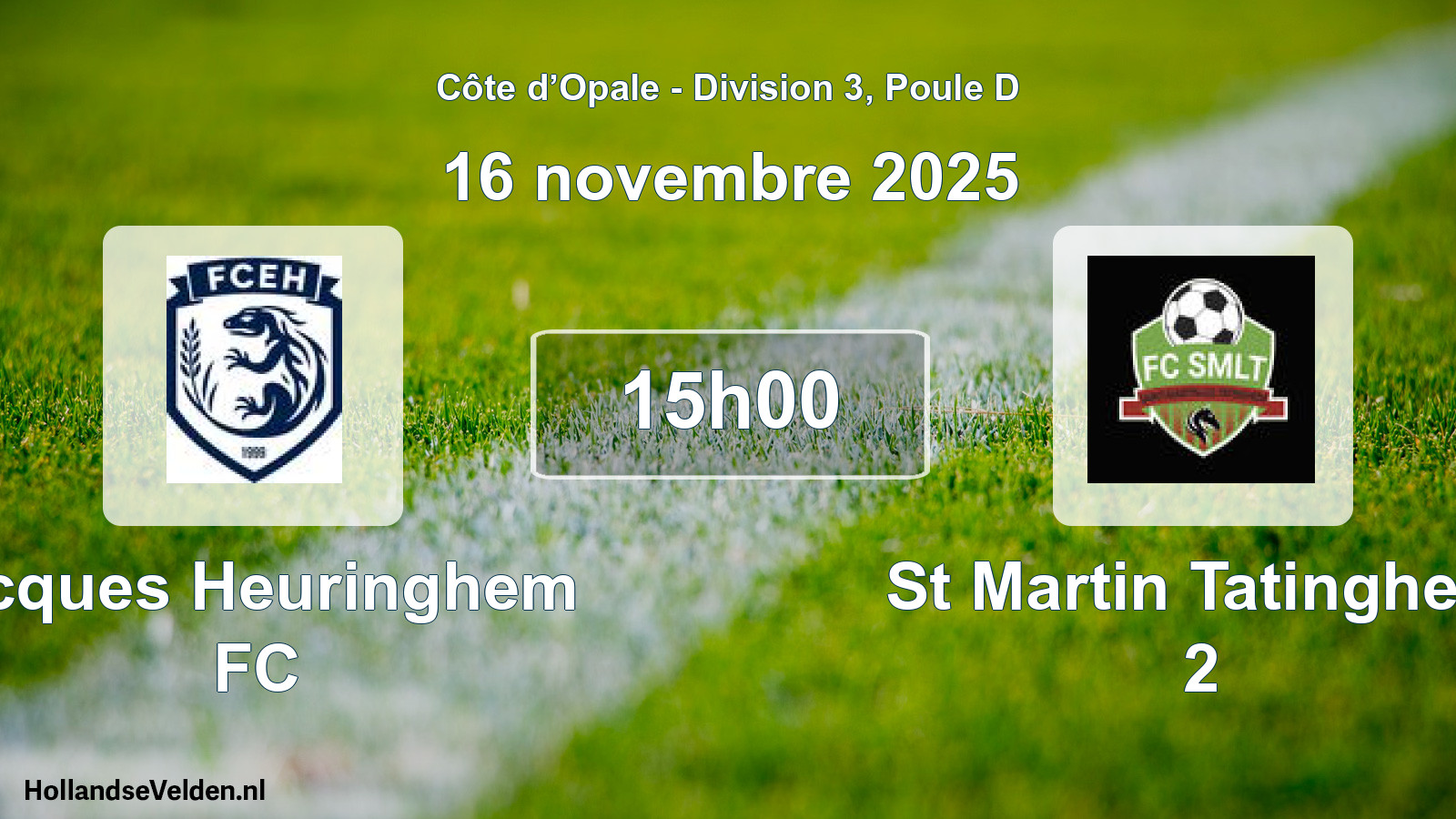 Match programmé: Ecques Heuringhem FC - St Martin Tatinghem 2 (16 novembre 2025)