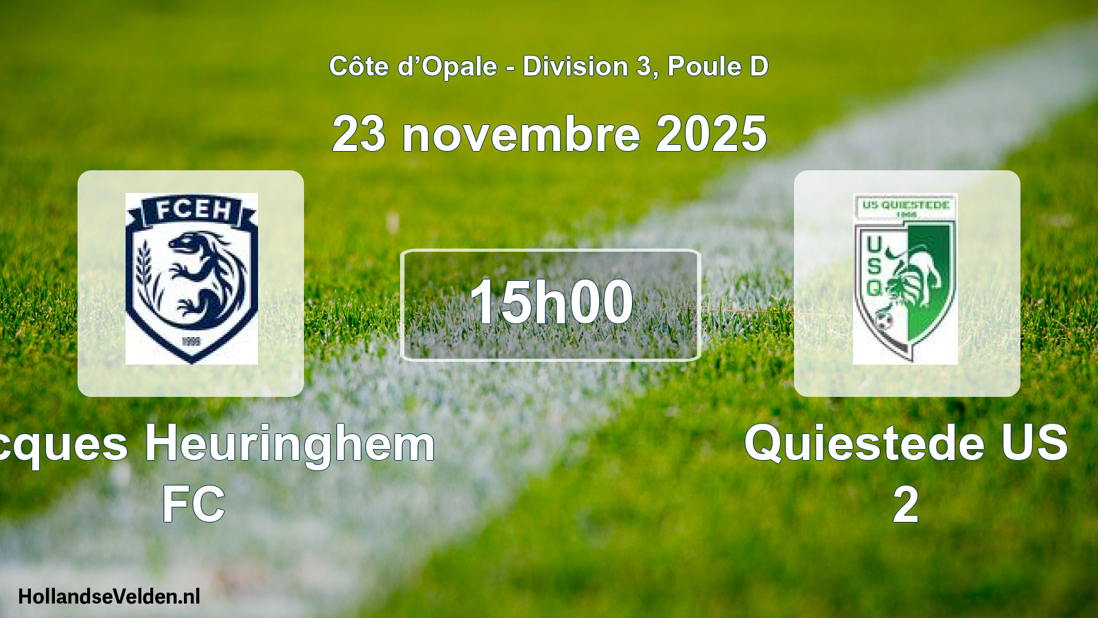 Match programmé: Ecques Heuringhem FC - Quiestede US 2 (23 novembre 2025)