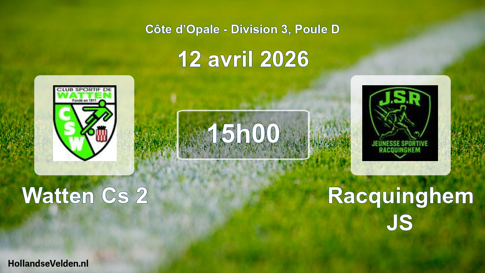 Geplande wedstrijd: Watten Cs 2 - Racquinghem JS (12 april 2026)