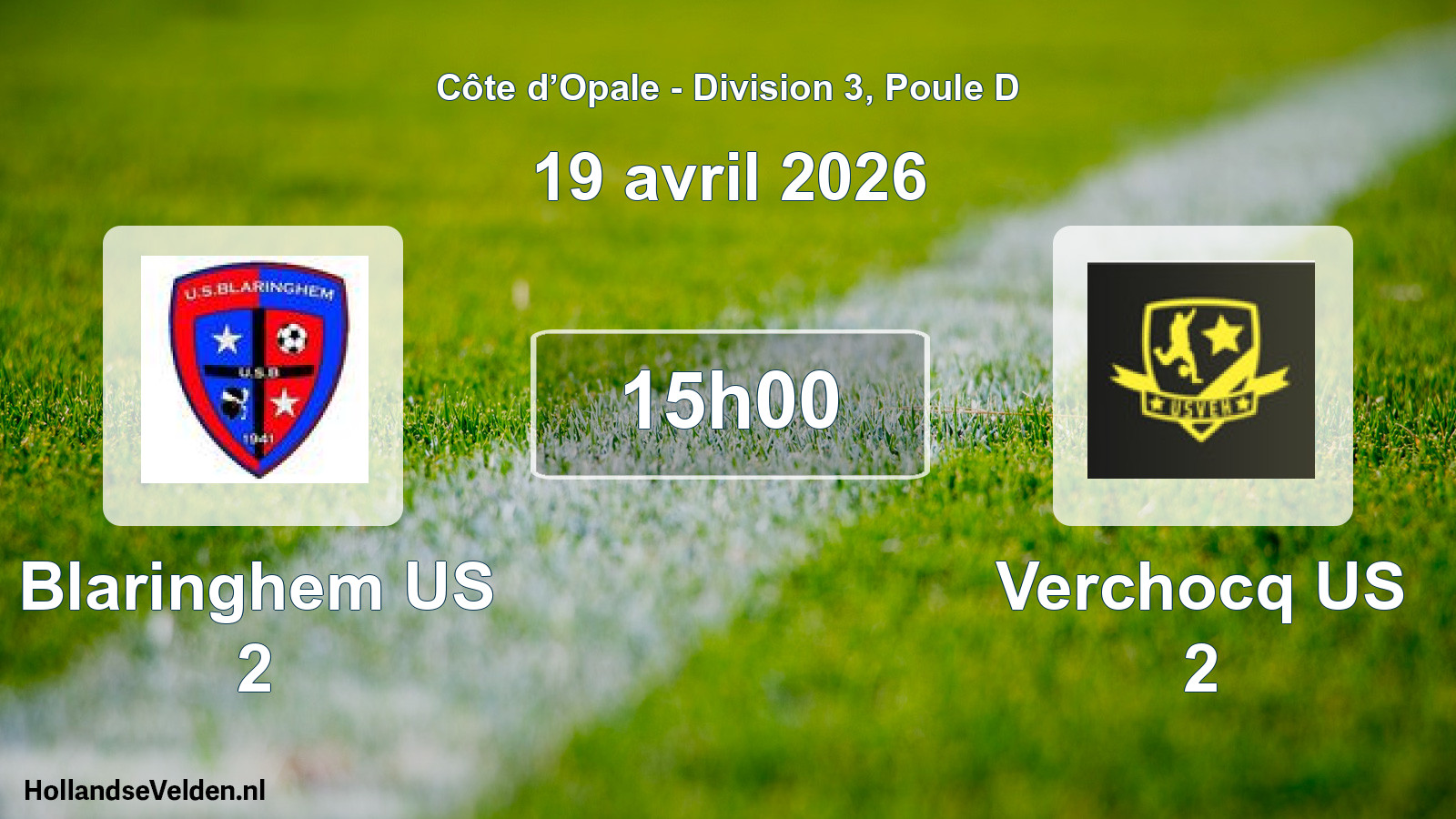 Match programmé: Blaringhem US 2 - Verchocq US 2 (19 avril 2026)