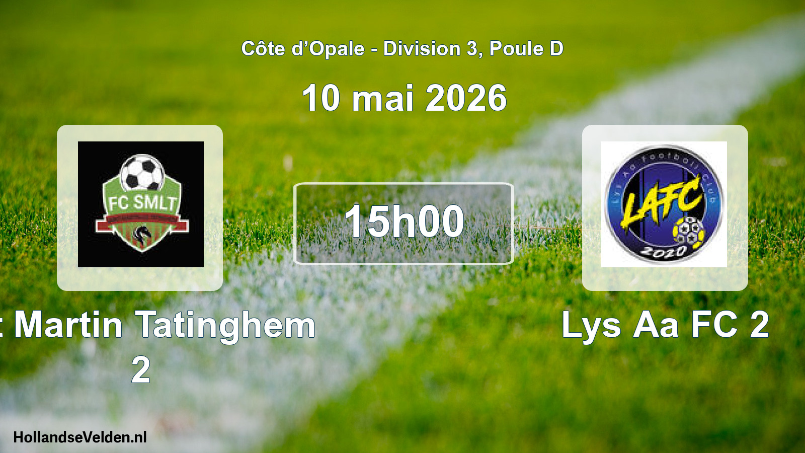 Match programmé: St Martin Tatinghem 2 - Lys Aa FC 2 (10 mai 2026)