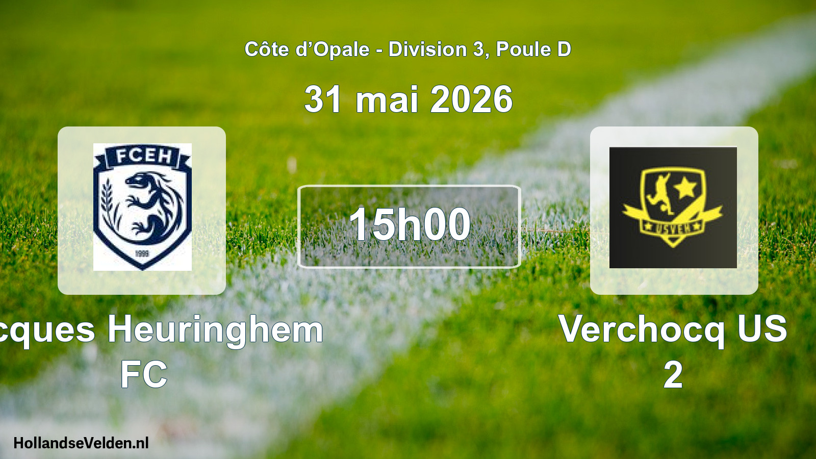 Match programmé: Ecques Heuringhem FC - Verchocq US 2 (31 mai 2026)