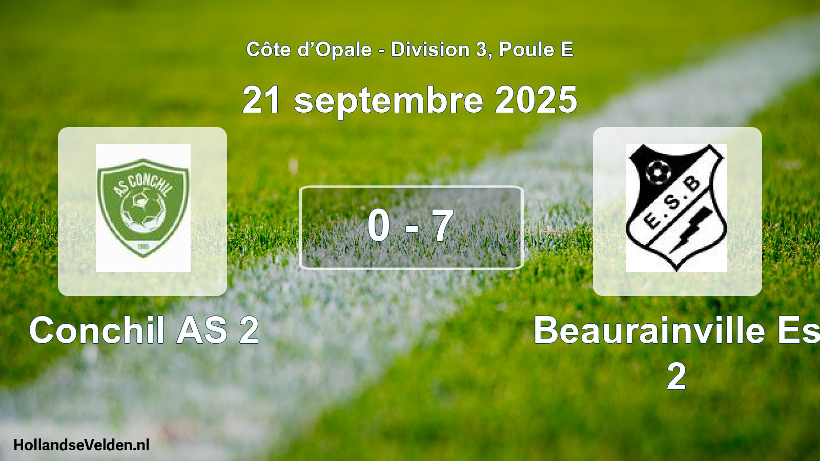 Match joué: Conchil AS 2 - Beaurainville Es 2 0 - 7 (21 septembre 2025)