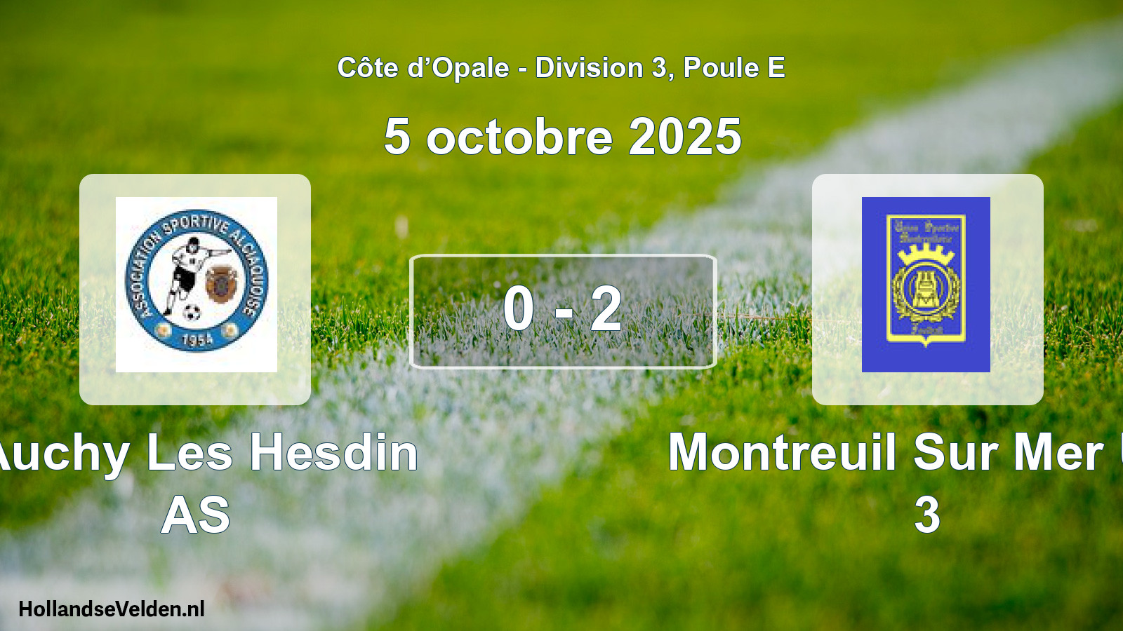 Gespeelde wedstrijd: Auchy Les Hesdin AS - Montreuil Sur Mer US 3 0 - 2 (5 oktober 2025)