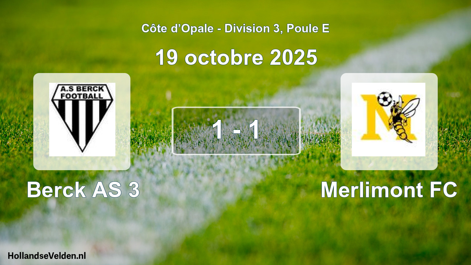 Match joué: Berck AS 3 - Merlimont FC 1 - 1 (19 octobre 2025)