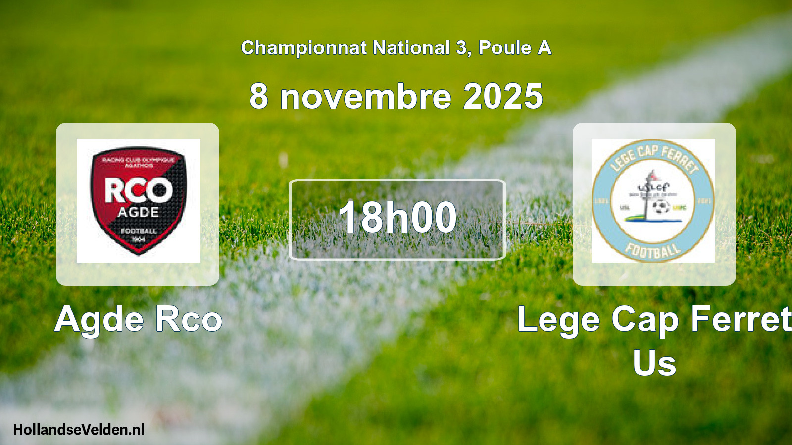 Geplande wedstrijd: Agde Rco - Lege Cap Ferret Us (8 novembre 2025)