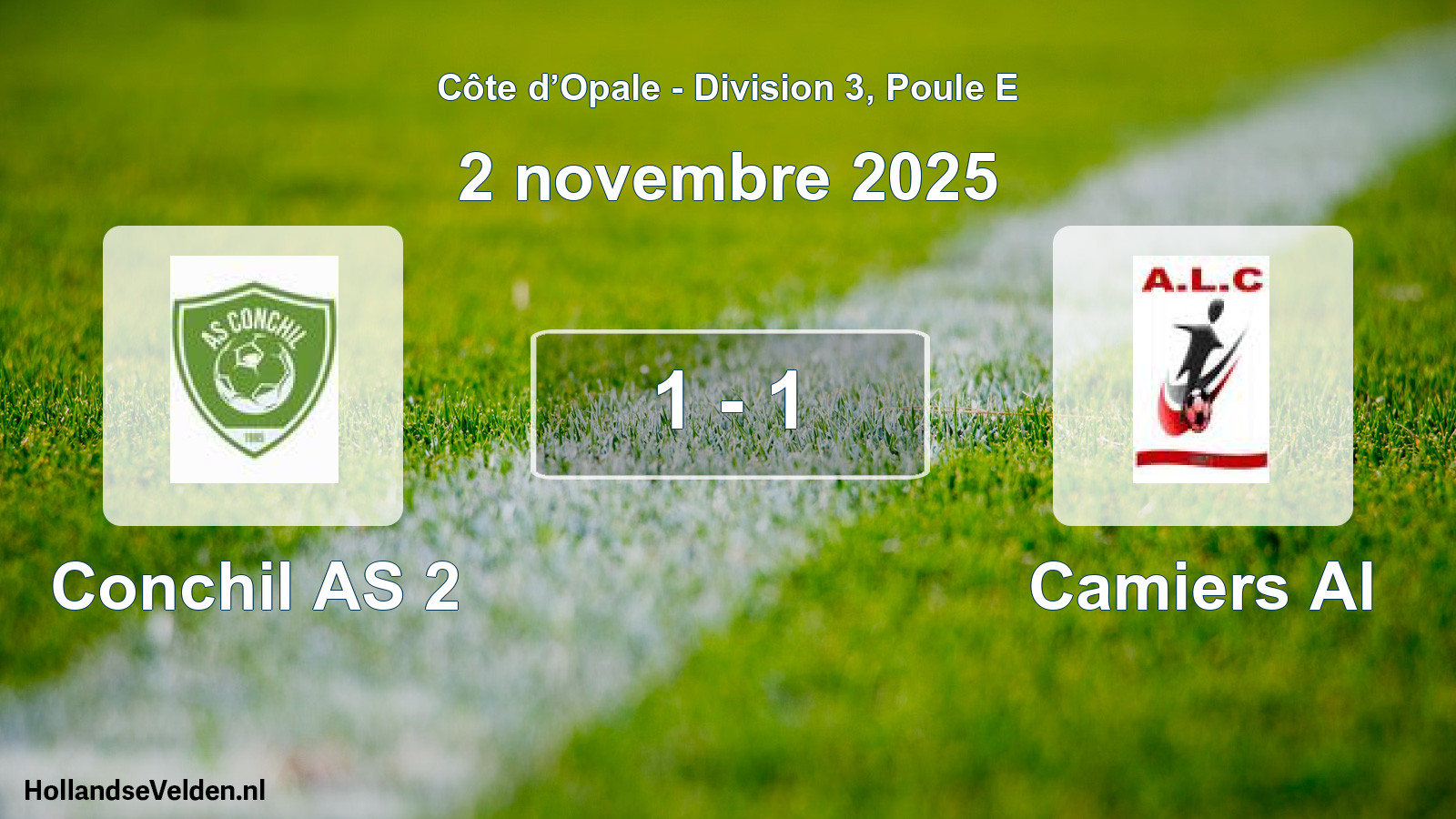 Total number of matches played: Conchil AS 2 - Camiers Al 1 - 1 (2 November 2025)