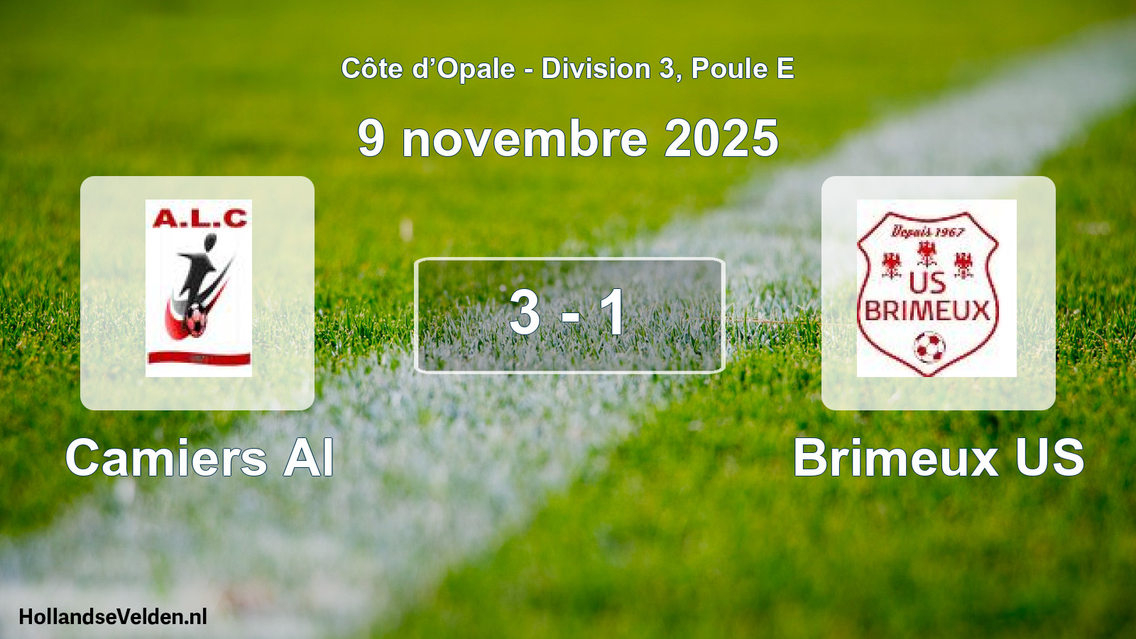Gespeelde wedstrijd: Camiers Al - Brimeux US 3 - 1 (9 november 2025)