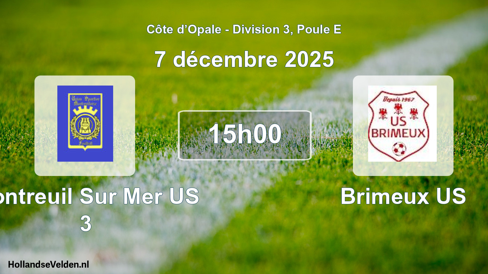 Match programmé: Montreuil Sur Mer US 3 - Brimeux US (7 décembre 2025)
