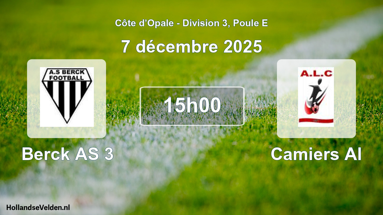 Match programmé: Berck AS 3 - Camiers Al (7 décembre 2025)