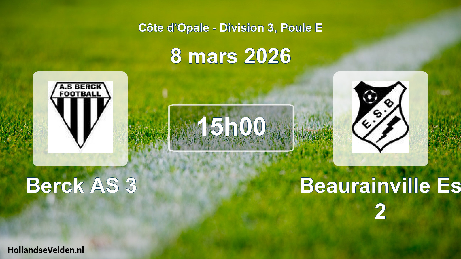Match programmé: Berck AS 3 - Beaurainville Es 2 (8 mars 2026)