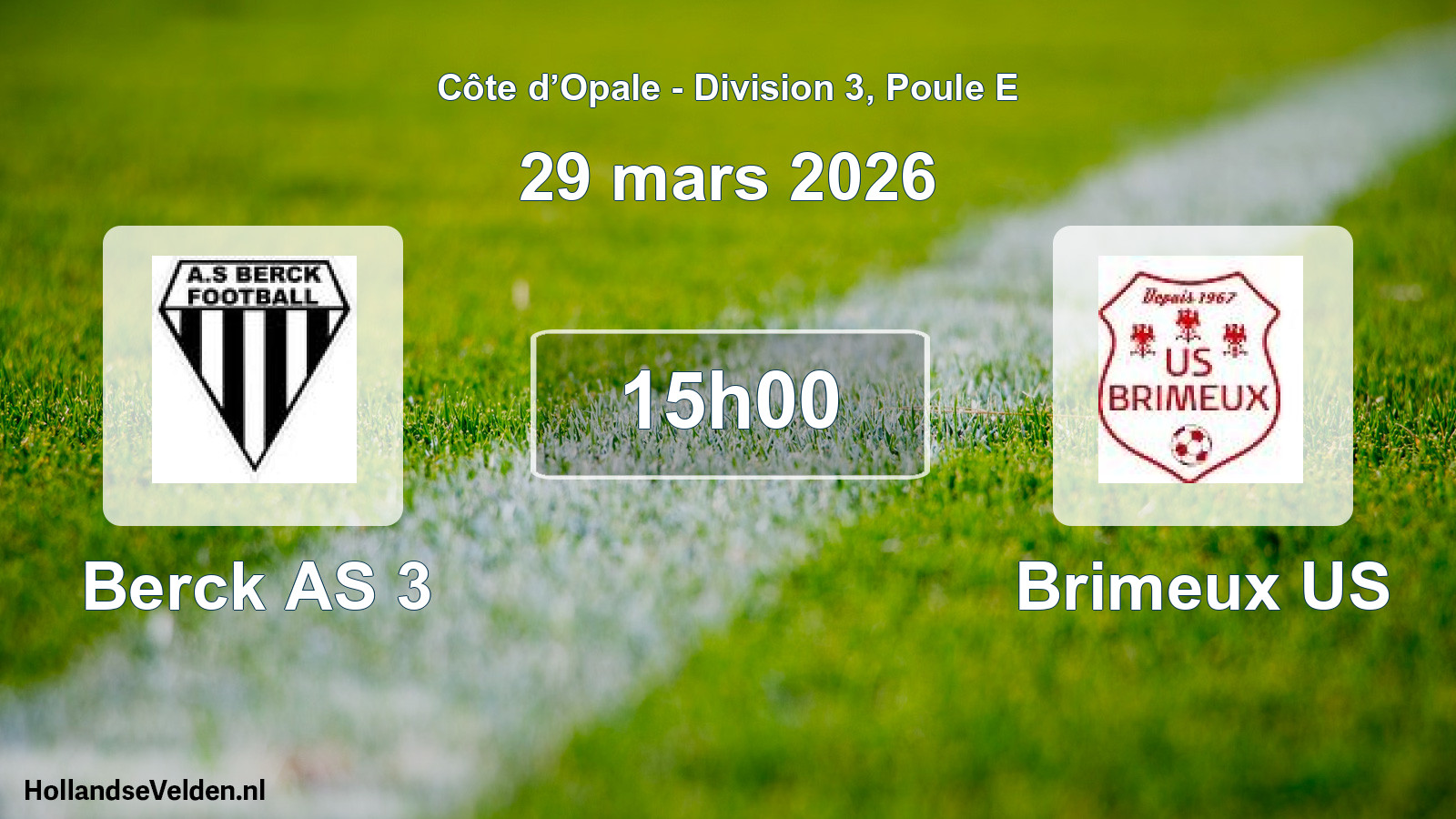 Match programmé: Berck AS 3 - Brimeux US (29 mars 2026)