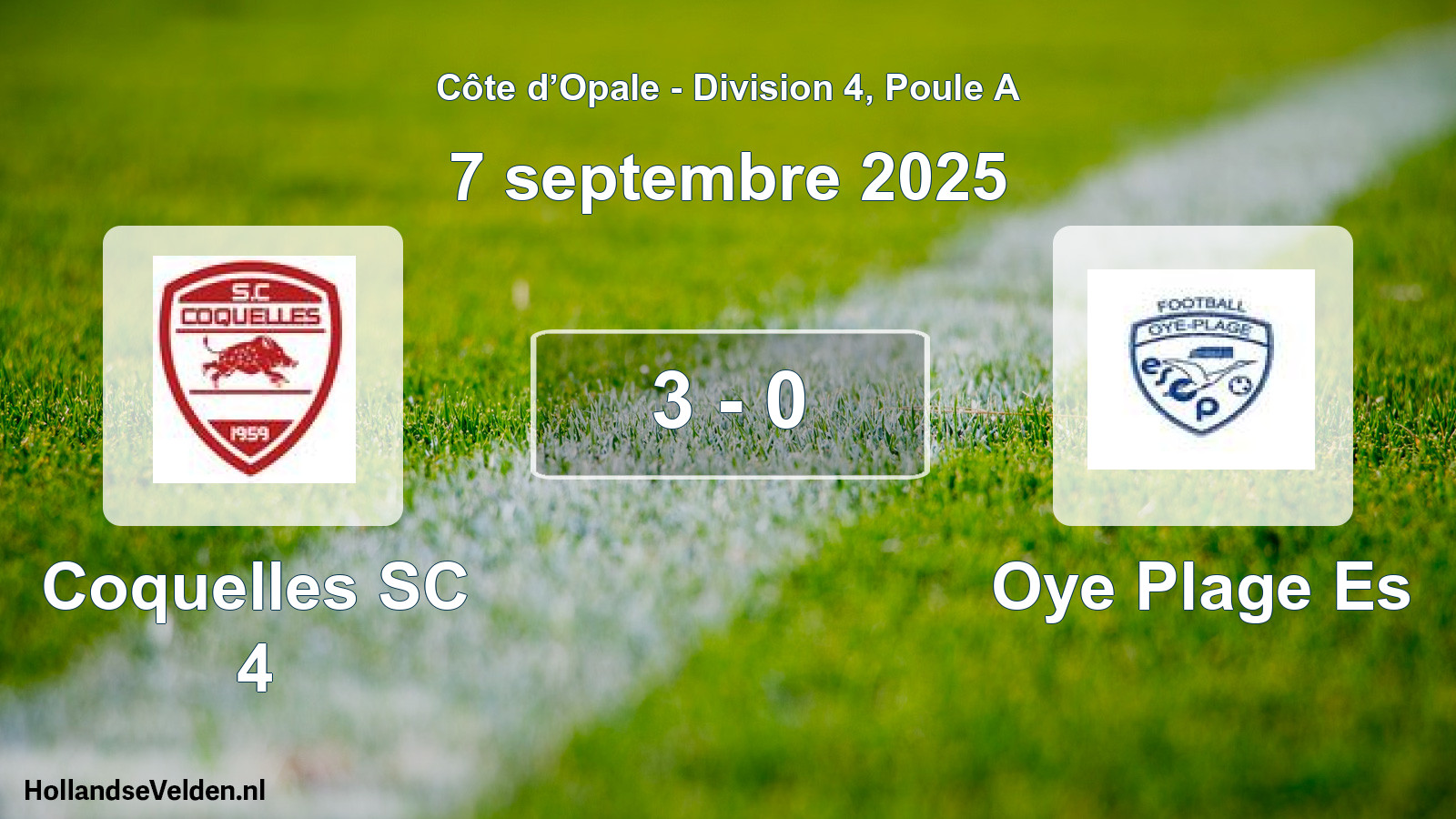 Match joué: Coquelles SC 4 - Oye Plage Es 3 - 0 (7 septembre 2025)