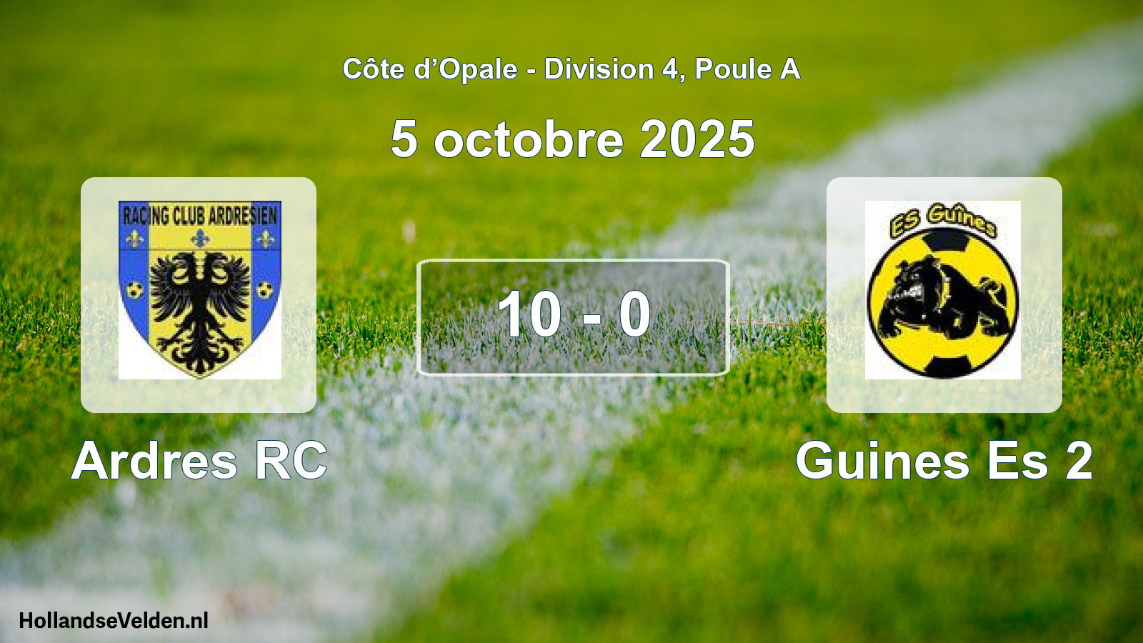 Total number of matches played: Ardres RC - Guines Es 2 10 - 0 (5 October 2025)