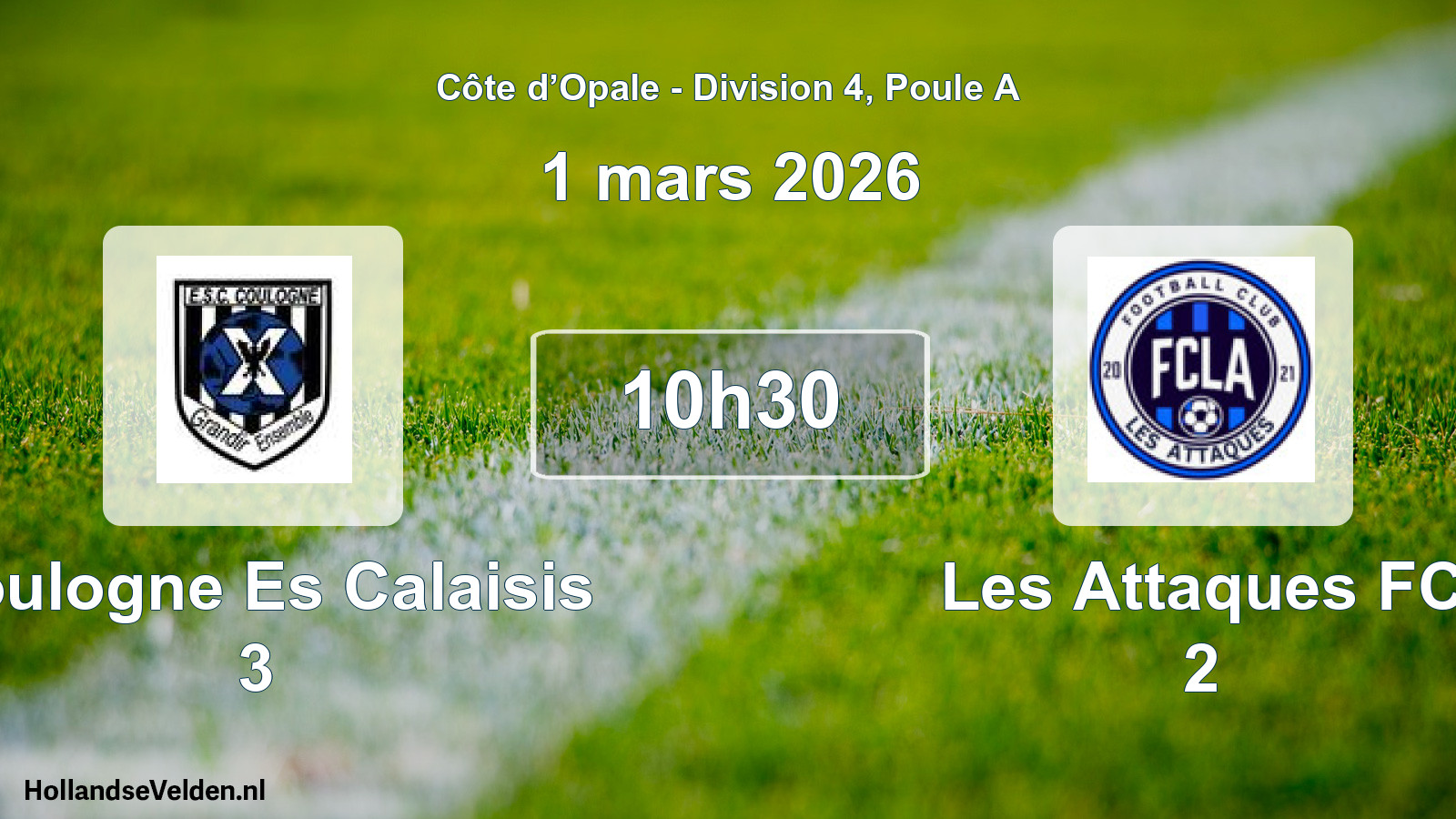 Geplande wedstrijd: Coulogne Es Calaisis 3 - Les Attaques FC 2 (1 maart 2026)