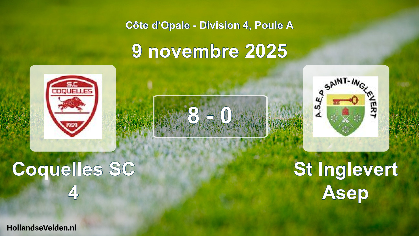 Match joué: Coquelles SC 4 - St Inglevert Asep 8 - 0 (9 novembre 2025)