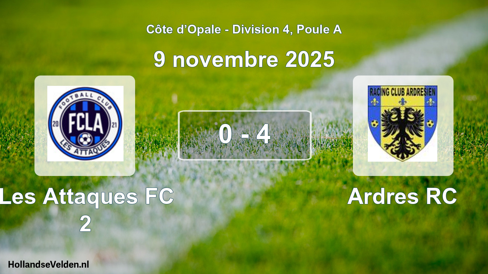 Match joué: Les Attaques FC 2 - Ardres RC 0 - 4 (9 novembre 2025)