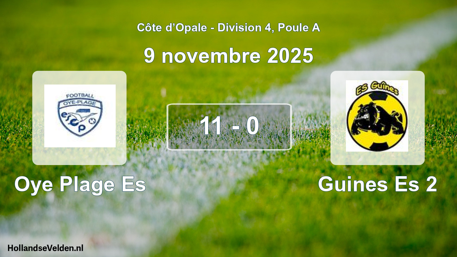 Match joué: Oye Plage Es - Guines Es 2 11 - 0 (9 novembre 2025)